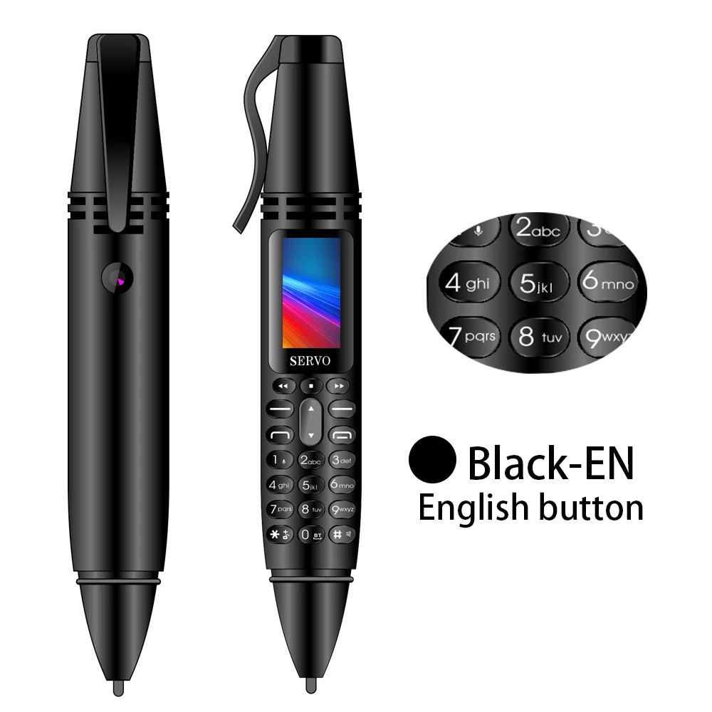 Black English Button SERVO K07 ручка мини мобильный телефон 0,9" крошечный экран GSM двойная SIM камера Фонарик Bluetooth Dialer мобильные телефоны с записывающей ручкой - Цвет: Black English Button