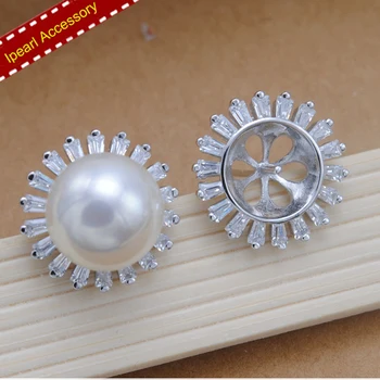 

Artificial Crystal Design Stud Earrings Jewelry Findings&Components S925 Sterling Silver Sunflower Earrings Connector DIY Acc