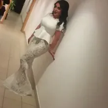 Long Mermaid Hijab Arabic White Evening Dress 2017 Vestito Da Sera
