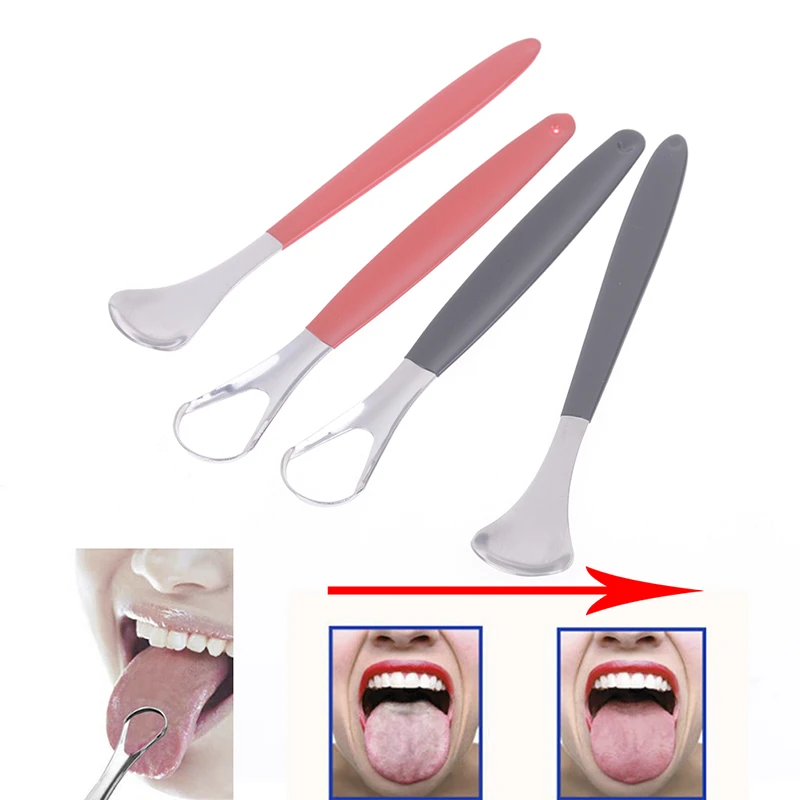 1PC Stainless Steel Tongue Cleaner Scraper Oral Care Bad Breath Health Tool Cleaning Brush Keep Fresh Breath For Adults