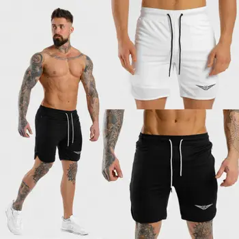 

Stylish Simple Men's Breathable Lace-up Pattern Shorts Quick-drying Fitness Bodybuilding Training Gym Sports Shorts M-XXL