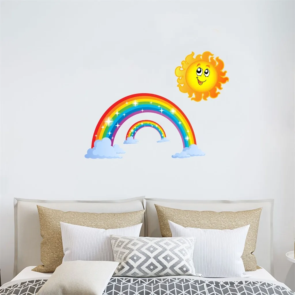 

WallStickers Rainbow and Sun Wall Home Decoration Living room Bedroom floor sticker fairy tail bedroom furniture cabecero de