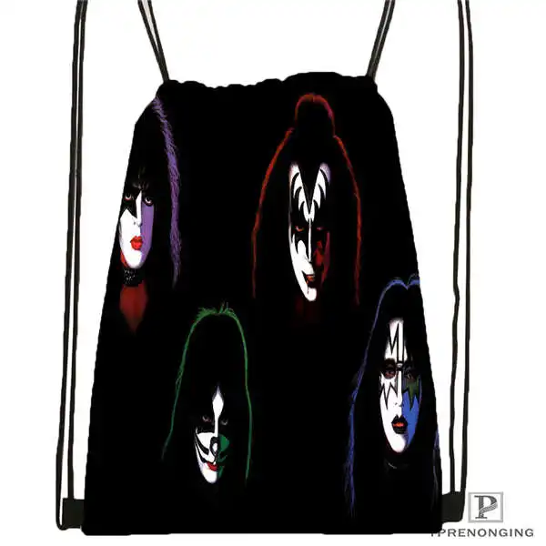 Custom kiss band Drawstring Backpack Bag Cute Daypack Kids Satchel Black Back 31x40cm 2018612 01 34