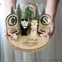 Акция 1шт обычай имя лес игрушечная кошка арочные обручение брак предложить Свадебные украшения кольцо подушки детские