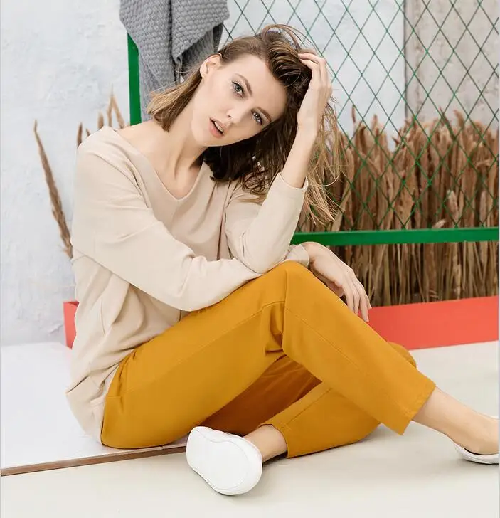 

Sleepwear female 100% long-sleeve cotton twinset V-neck 100% loose cotton casual lounge set thin