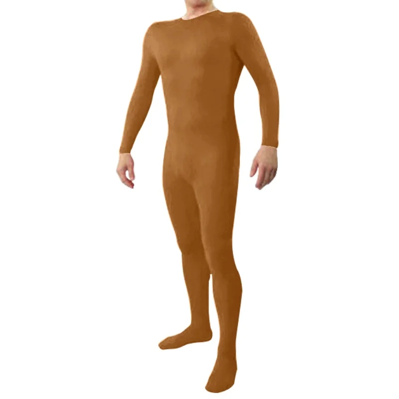 Men Bodysuits Zentai  Suit Shiny Zipper Bodysuit Full Body Tights For  Custom Skin Suit One Piece (2)