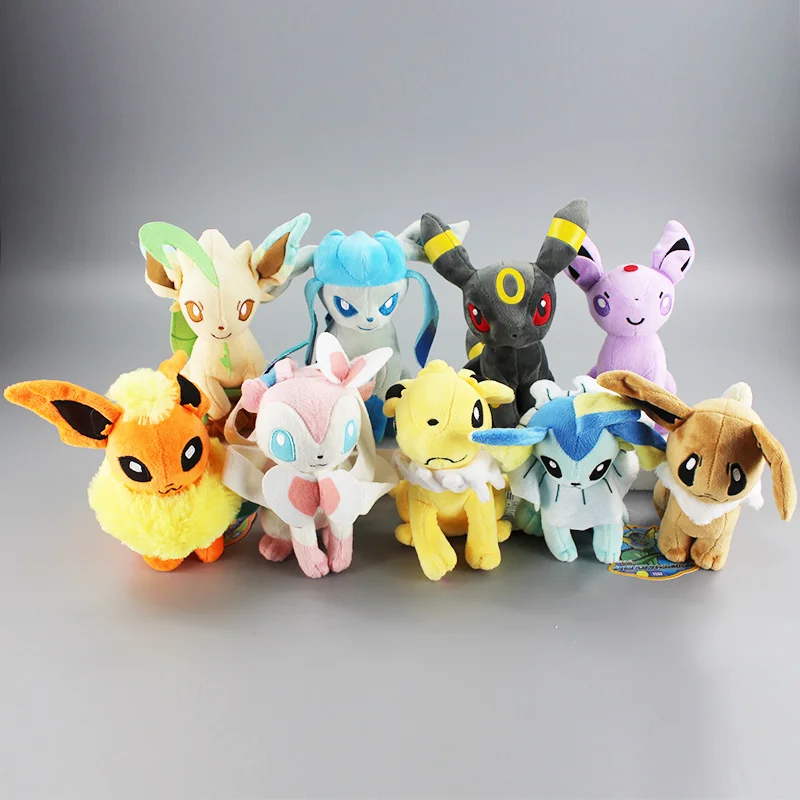 9 стилей 20 см сидеть Eevee Sylveon Espeon Flareon Umbreon Glaceon Jolteon Вапореон Leafeon фаршированные Животные плюшевые игрушки куклы