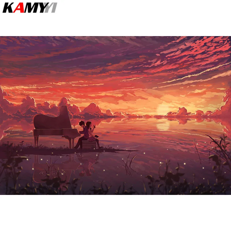 

Full Square Diamond embroidery Full Diamond mosaic DIY 3D Diamond painting Cross stitch Piano couple rhinestones