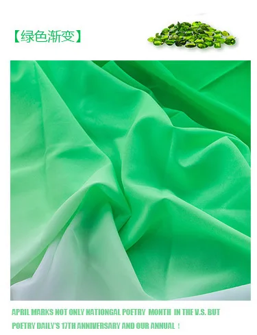 1 м* 1,2 м оттенок chifon материал постепенное изменение Koshibo градиент платье ткань для свадебных платьев tecido - Цвет: Green gradient