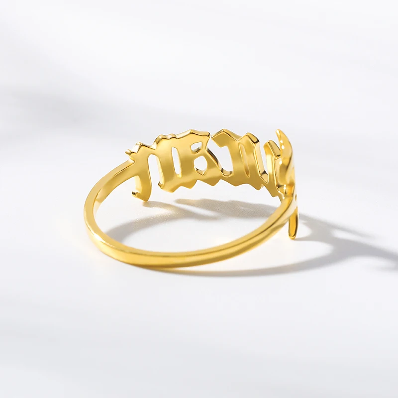 На заказ Старое Английское имя кольцо на заказ Золотое кольцо из нержавеющей стали кольца с буквами для женщин лучшие друзья обручальное кольцо украшения ручной работы