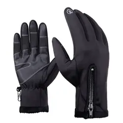 Новый зимний мужской уличный спортивный женский теплый перчатки неопрен на молнии сенсорный экран ветрозащитная Водонепроницаемая