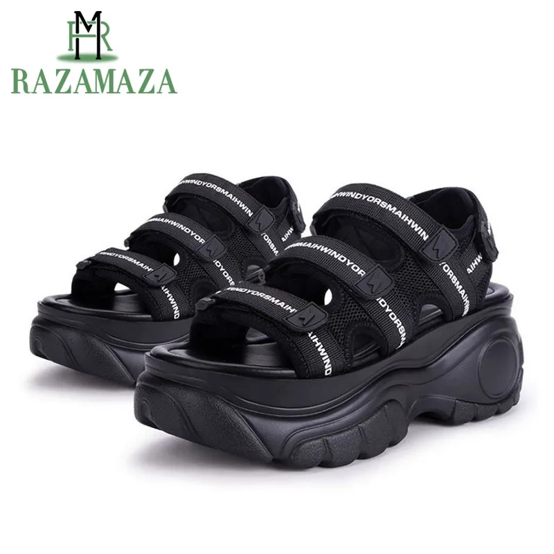 

RAZAMAZA Sandals Women Summer 2019 New Casual Increase Thick Platform Shoes Student Outdoor Rome Shoes Wholesale Size 35-40