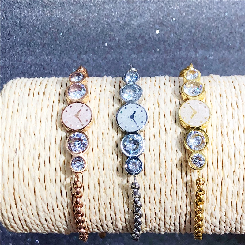 

Tiny Cubic Zirconia CZ Zircon Crystal Bracelets The Watch Design Jewelry for Women