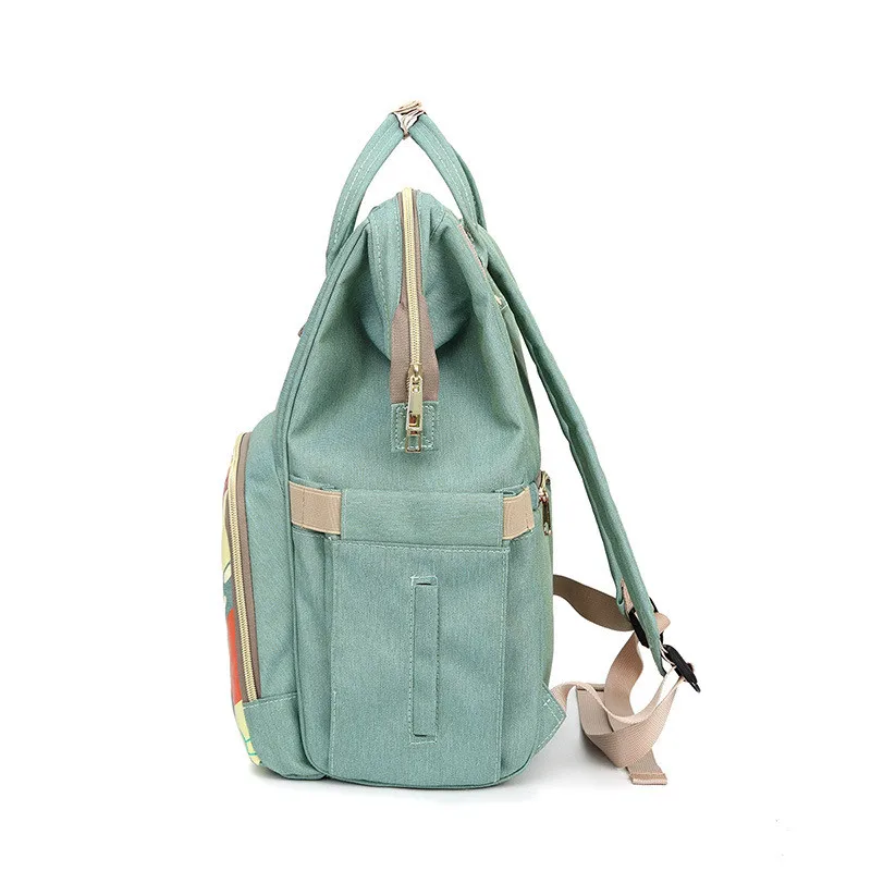 Graffiti Printing Retractable Handle Tablet Bag Inside Patch Pocket Landscape Pattern Insulation Mother Diaper Backpack21
