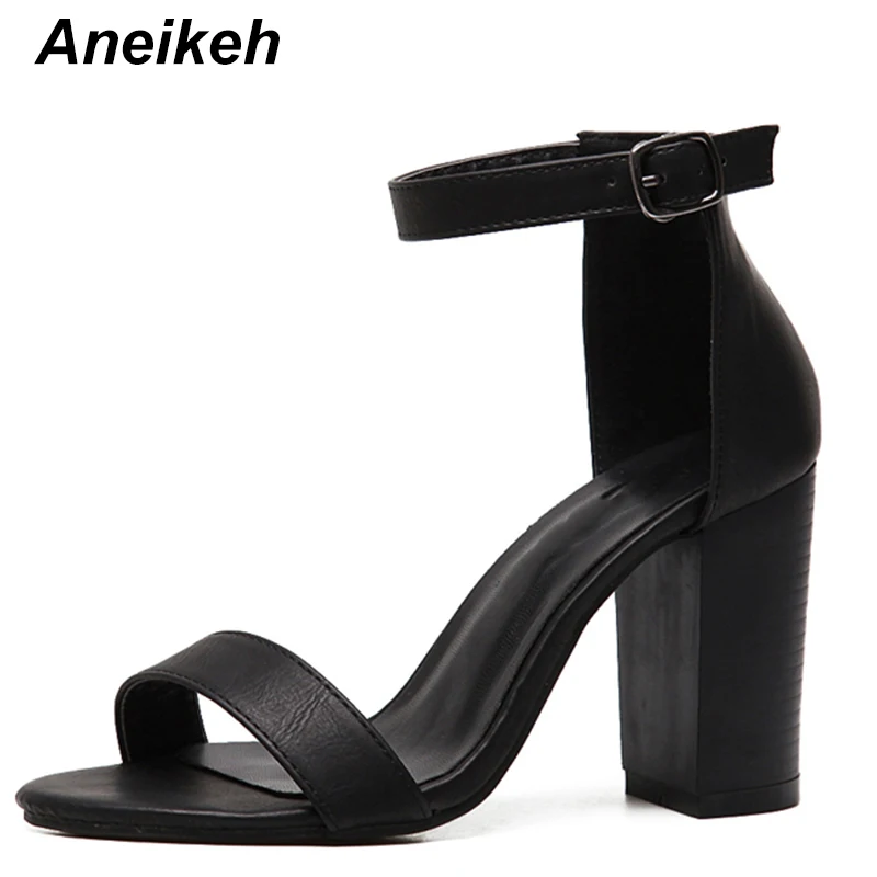 42 Gruesa De 35 Tamaño Las Correa Tobillo 2019 Verano Tacón Plus Aneikeh Sandalias Alto Mujeres Black Zapatos Bombas Negro CgwOqnwzt