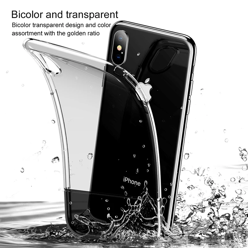 Baseus mitad estuche transparente para iPhone Xs Max Coque de silicona suave duro PC híbrido cubierta protectora para iPhone Xs Xr xsmax Fundas