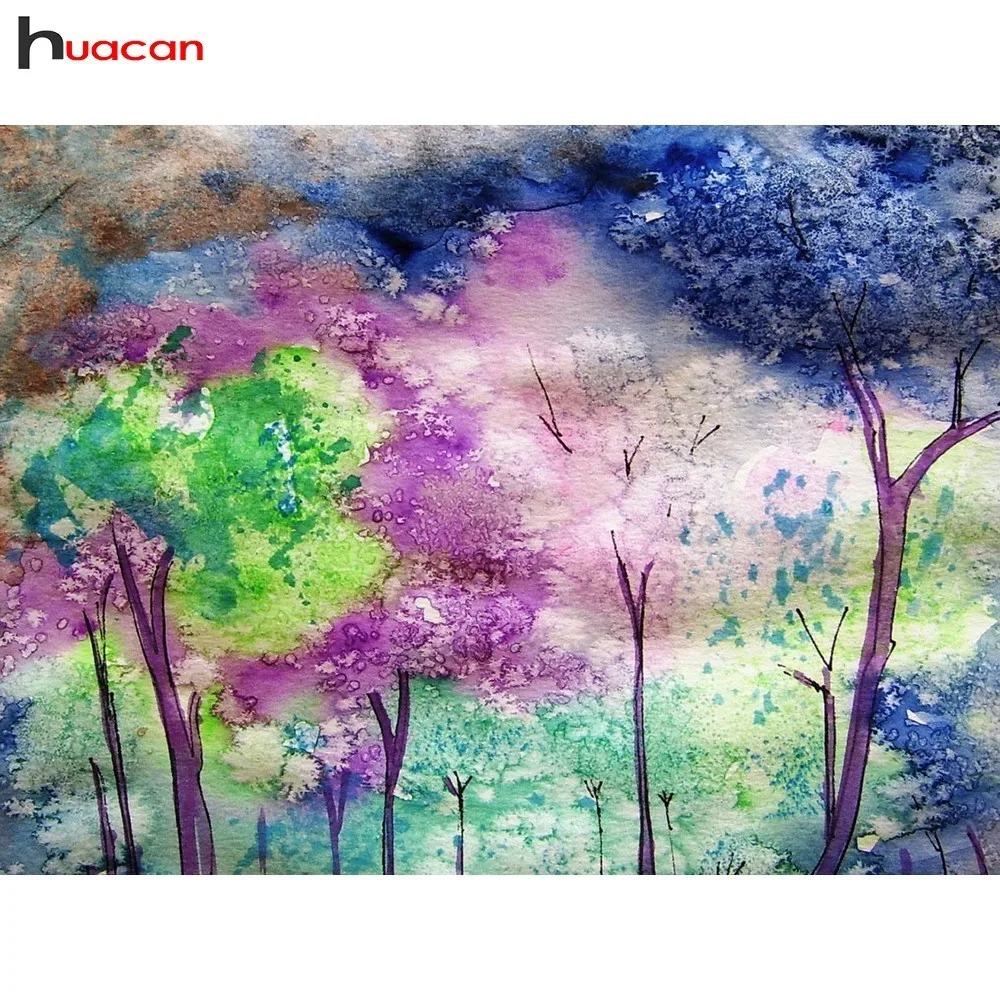 

HUACAN Diamond Mosaic Landscape Resin Drill Crystal Diamond Painting Full Drill Square Scenic Diamond Embroidery Cross Stitch