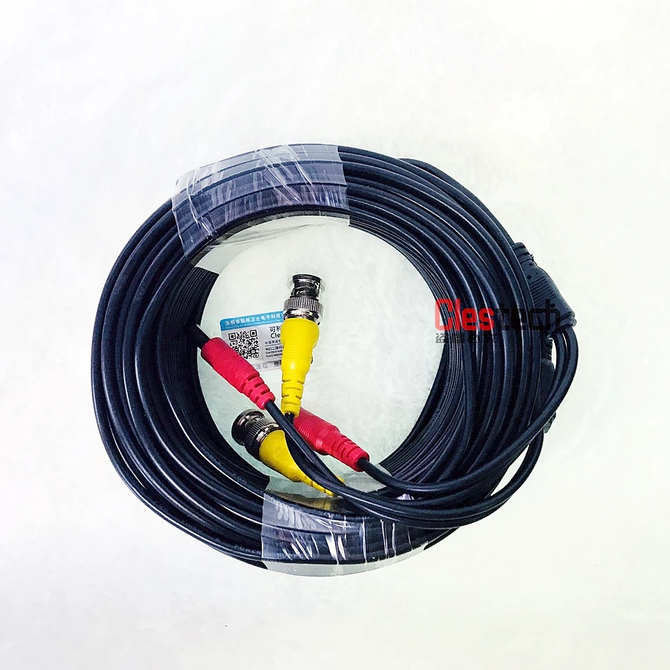3.2FT Video+power cord 5m 10m 15m 20m 30m 50m HD copper Security Camera Wires Extension extension with BNC+DC 2in1 two in Cable