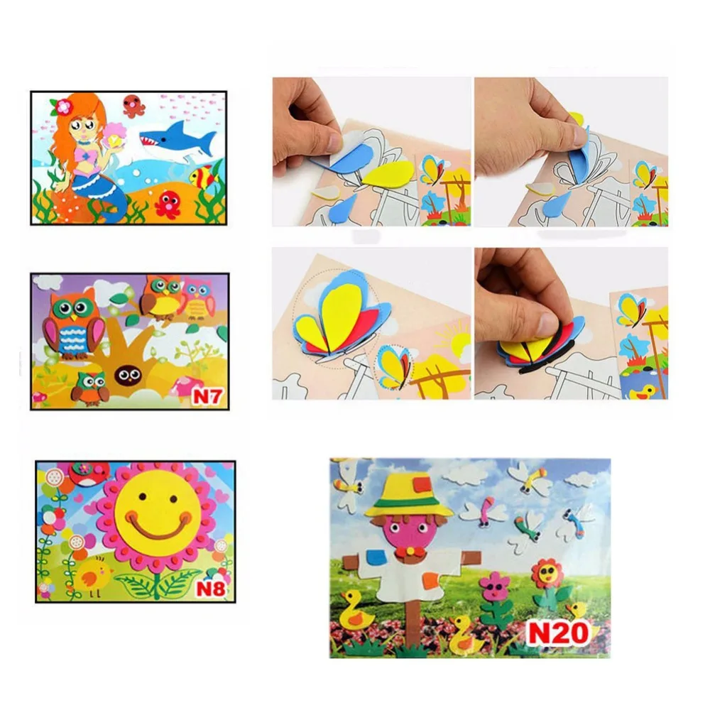 DIY Learning & Education Toys Handmade 3D Eva Foam Puzzle Sticker Self adhesive Eva Crafts Toys