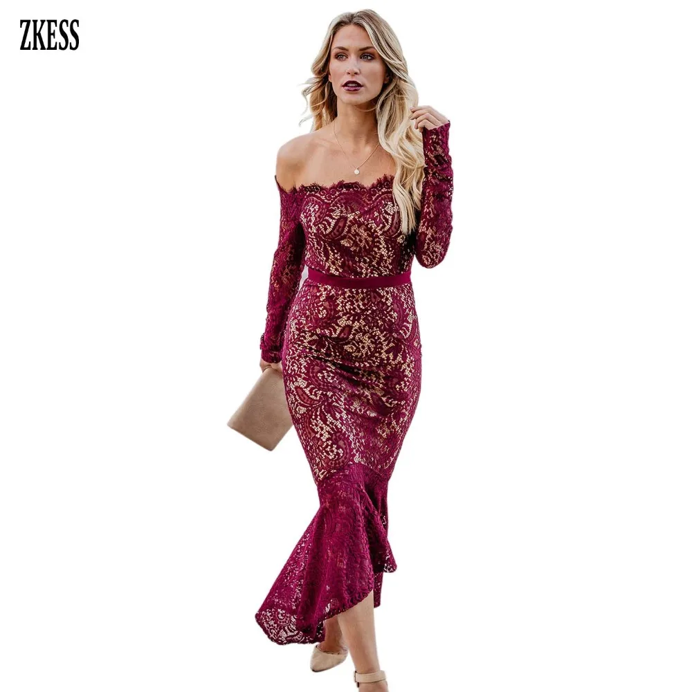 Burgundy-Elegant-Lace-Trumpet-Dress-LC610572-3-1