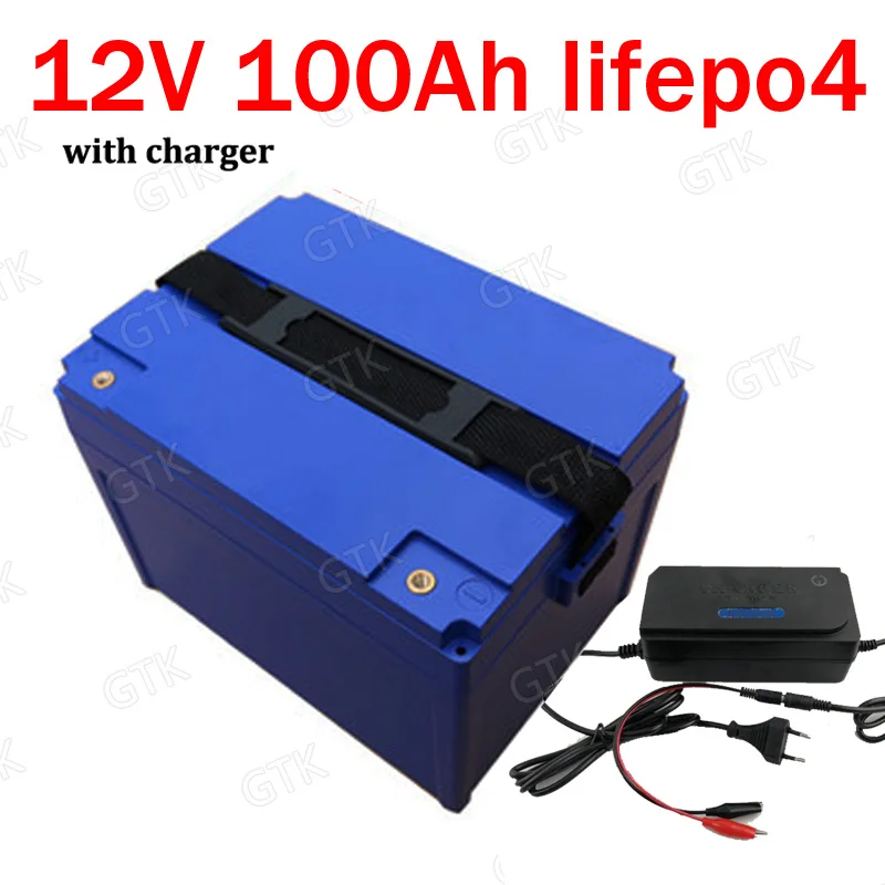 

GTK waterproof 12V 100AH lifepo4 battery With BMS for camping backup power inverter RV boat inverter vehicle RV AGV +10A Charger