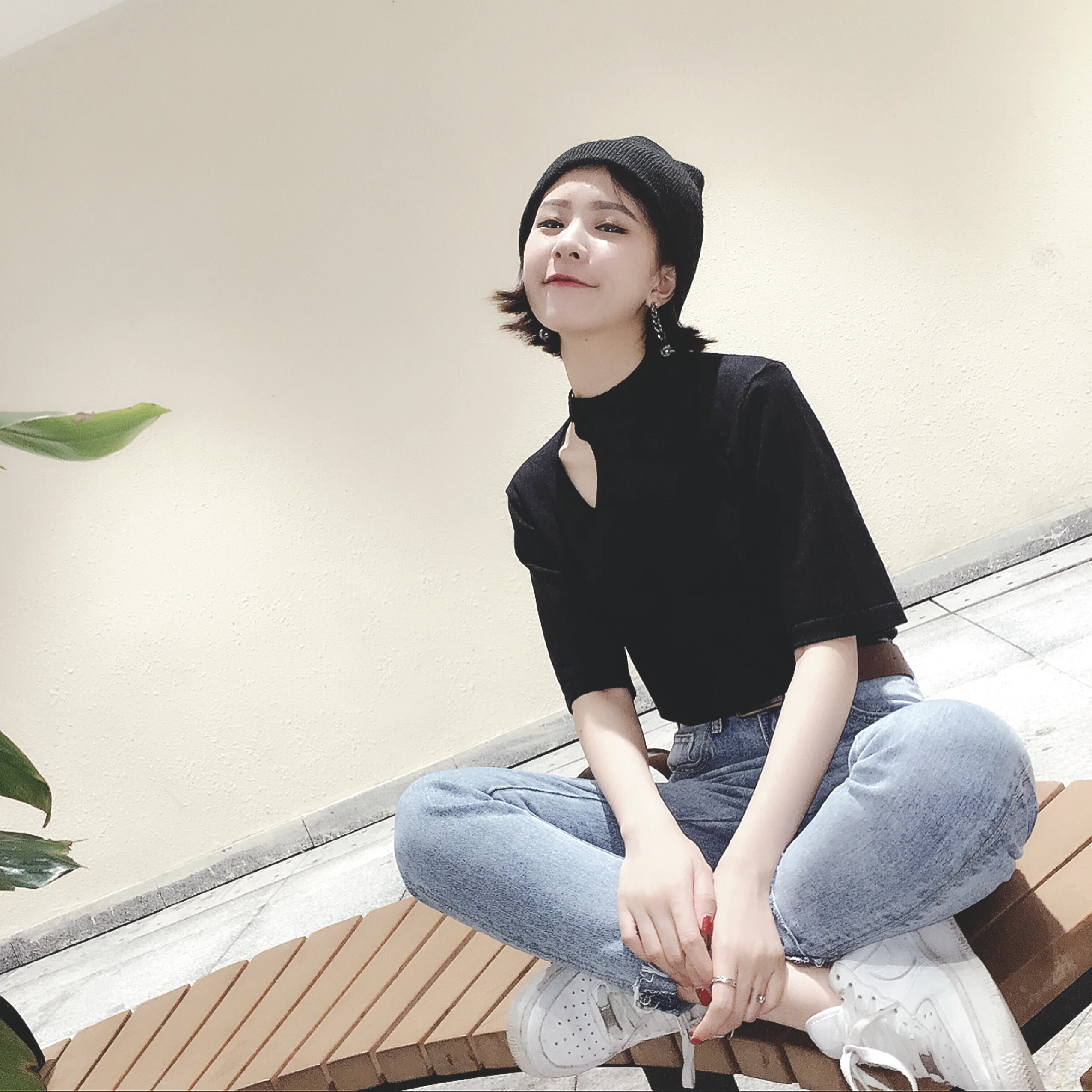 YouGeMan женская рубашка Топ 2019 весна лето корейский стиль Ulzzang Harajuku кольца футболка