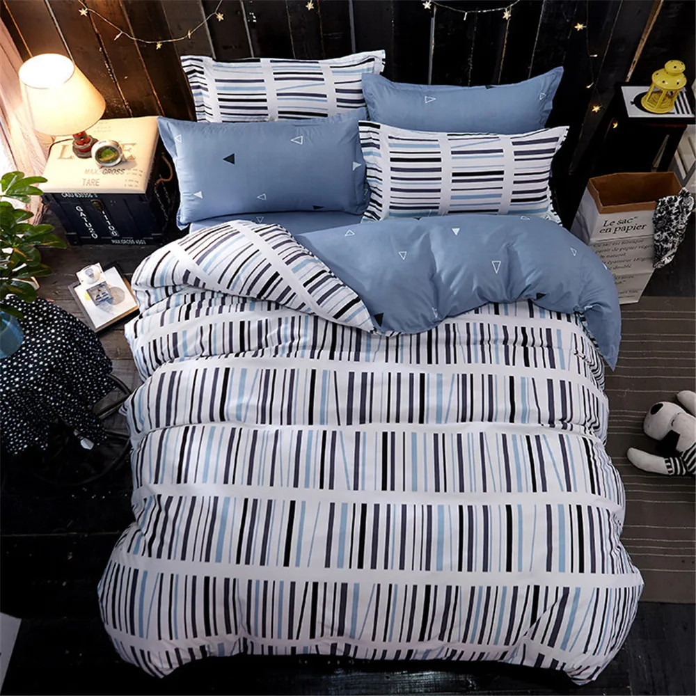 Fashion Fresh Style Blue White Stripe Bedding Sets Duvet Cover