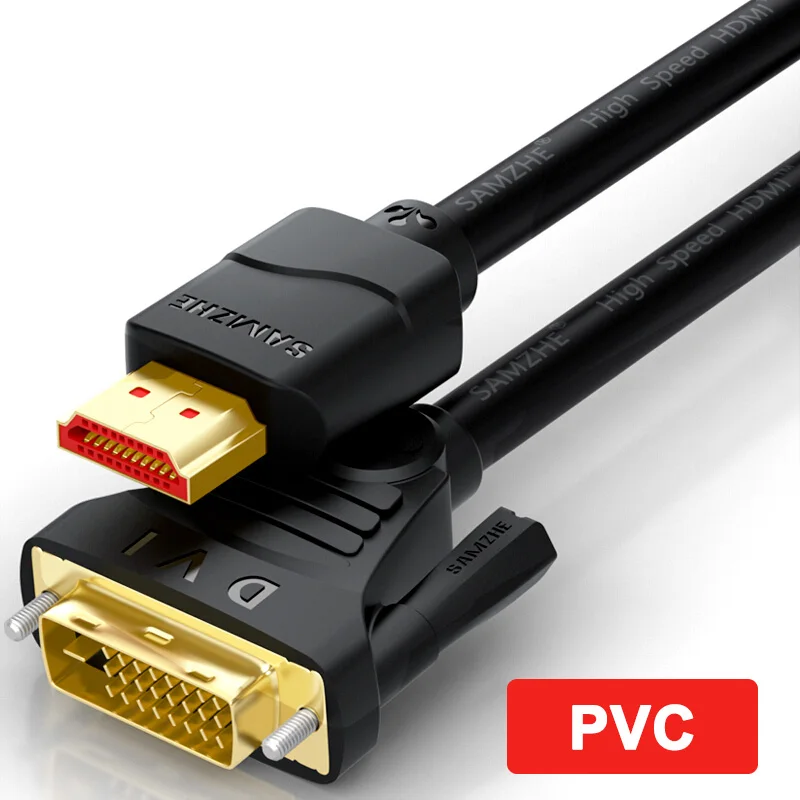 SAMZHE DVI к HDMI/HDMI к DVI двунаправленная передача 1080P HDMI кабель для компьютера проектора, ТВ-экрана Xbox, ноутбука - Цвет: PVC Black