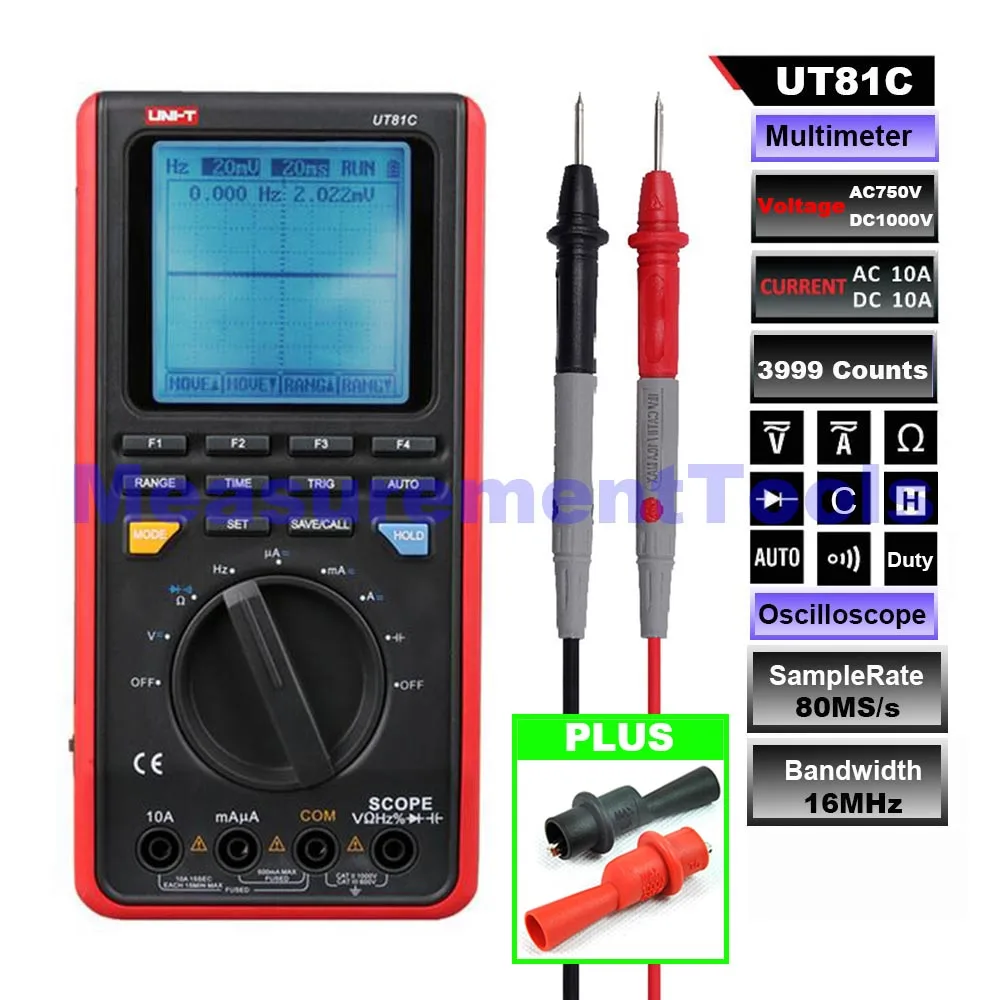

M140 UNI-T UT81C 2 IN 1 Digital Multimeter + Oscilloscope 3999 count 16MHz 80MS/s DMM