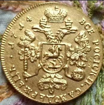 

24K gold-plated 1714 russian coins 2 Ducat copy 100% coper manufacturing