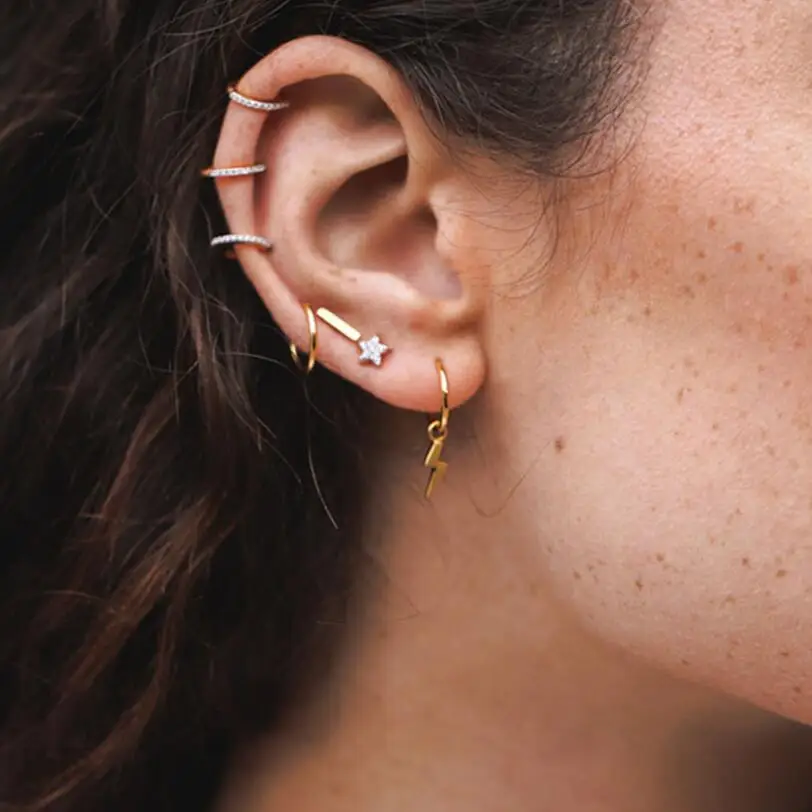 

Micro Pave CZ Moon and Star Stud Earring For Women 925 Sterling Silver Original Christmas Jewelry Gift Minimal Delicate Earrings