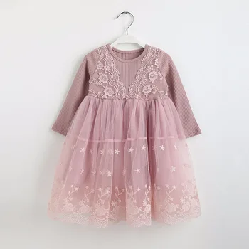 

2018 Autumn Winter Girls Dress Casual Long Sleeves Lace Kids Dresses For Girl Clothing Christmas Princess Dress 2 3 4 5 6 7 Year