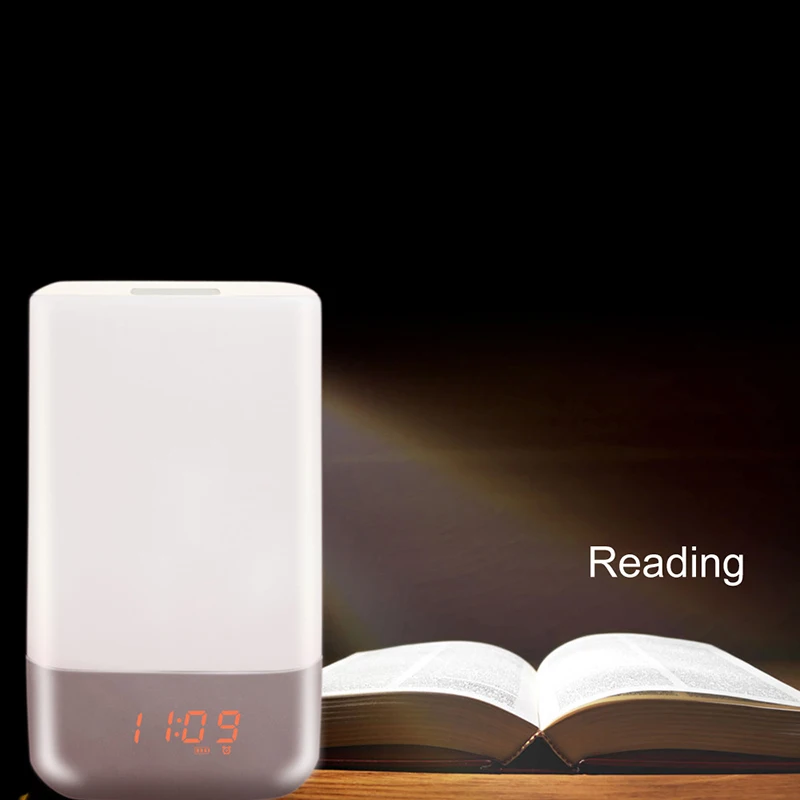 

Wake Up Alarm Clock Light with Sunrise Simulation Sounds LED Night Light Bedside Table Reading Lamp @8 JDH99