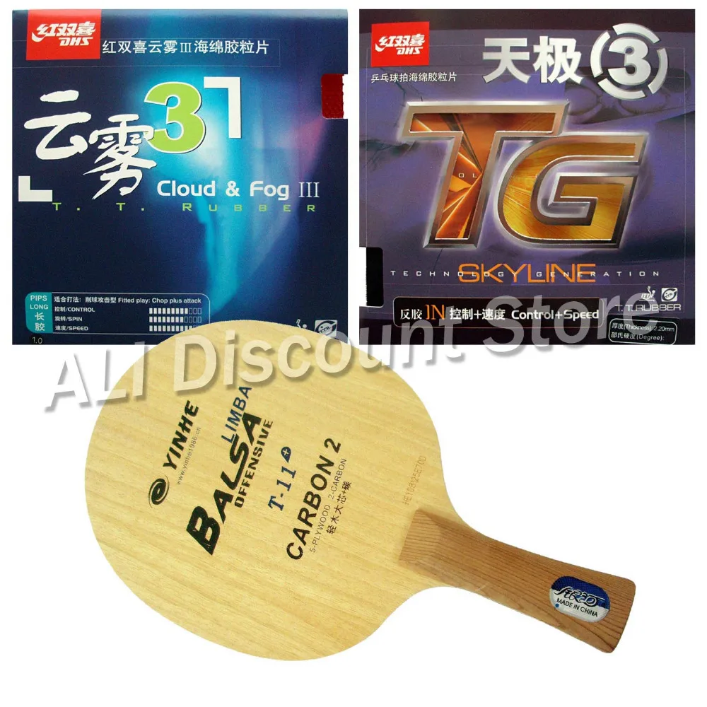 

Galaxy Yinhe T-11+ Blade with DHS Skyline TG3 and Cloud & Fog III Rubbers for a Table Tennis Combo Racket FL