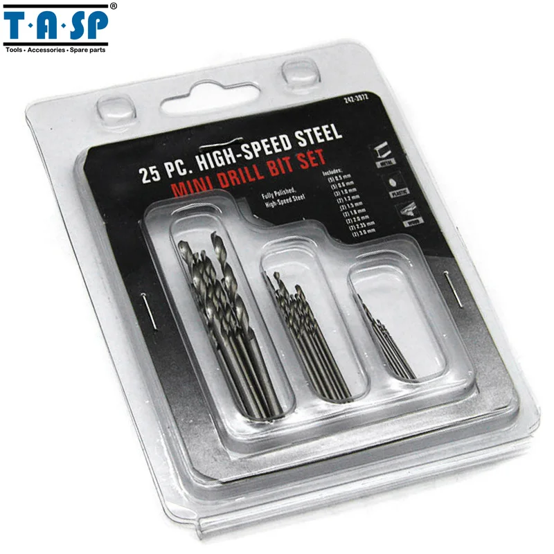 

TASP 25pcs Micro Mini Drill Bits Set 0.5mm~3mm for PCB Crafts& Jewelry Rotary Tool Accessories