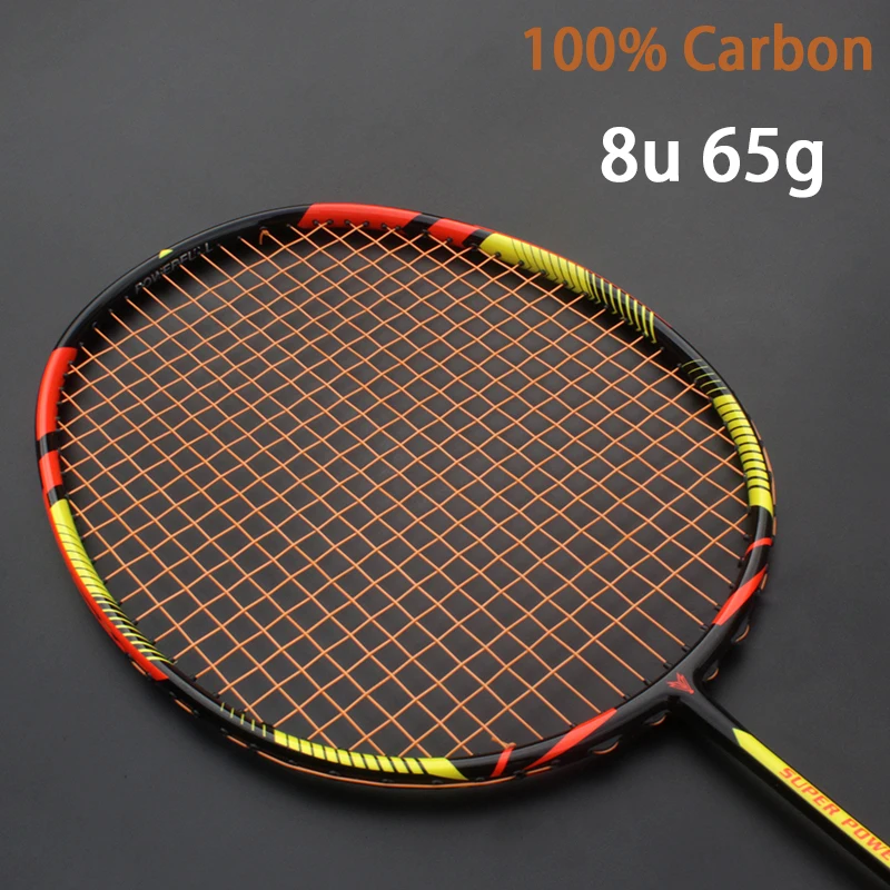 8U 65g Saco Multicolor Saco de Carbono Profissional Raquete De Badminton Strung Z Velocidade Força Ultraleve Rakets Cordas Rqueta Padel 22-30LBS