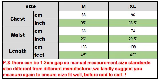 size chart No.1