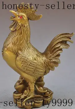 

christmas Chinese fengshui Brass Zodiac Wealth YuanBao Coin Cock Rooster Chicken Statue halloween