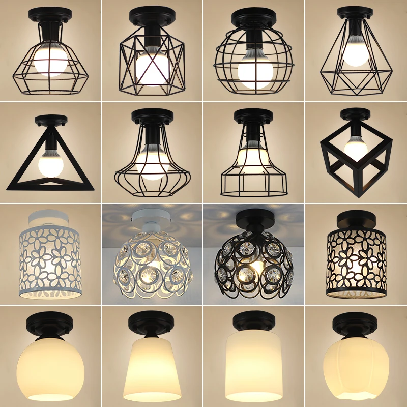 

24 Kinds Vintage ceiling lamp Retro Iron Cage Warehouse LED ceiling chandeliers light bedroom fixture Industrial home lamp