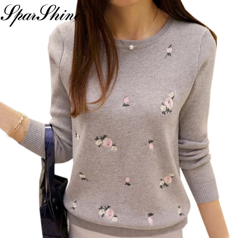 Floral Embroidery Female Sweater Women Sweaters And Pullovers Pull