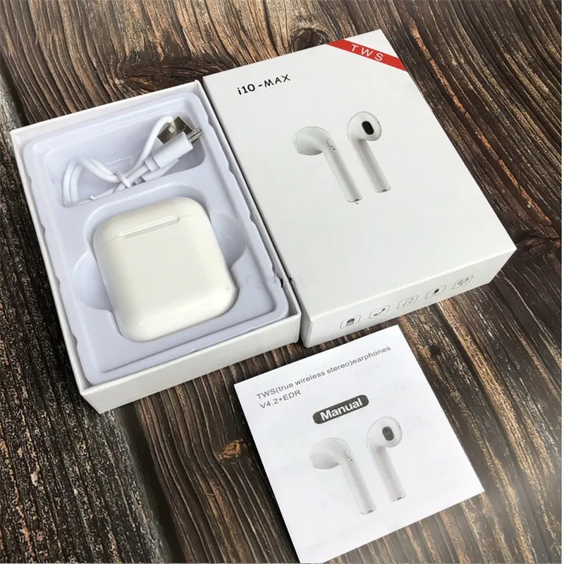

i10 Max Wireless Headphones In Ear Earphone pods Bluetooth Earphones Double Earbud with mic Charging Box for Android Iphone7/8/X
