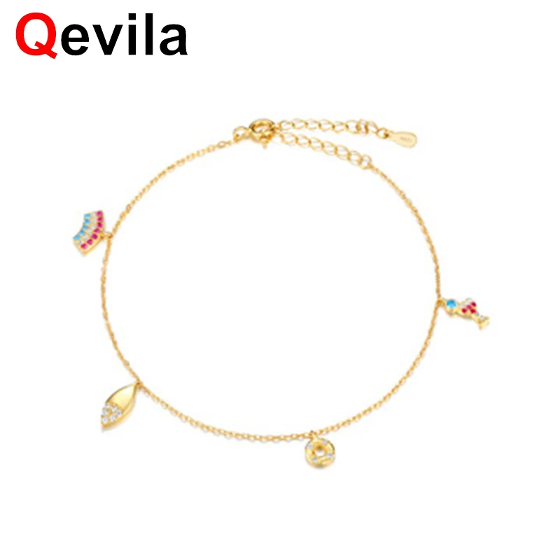 Qevila новые ювелирные изделия 100% Серебро 925 пробы летний браслет на щиколотке