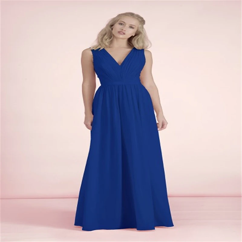 Modest Long Bridesmaid Dress for Cheap 2017 Simple Wedding Party Gowns Pleated Chiffon A Line