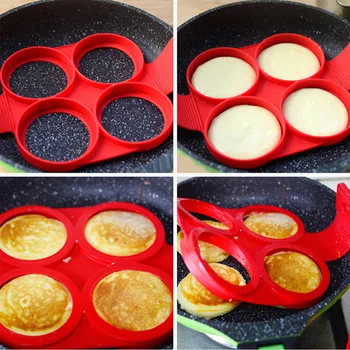 

New Pan Egg Circle Graphic Abrasives Perfect Pancakes Fried Cheese Egg Pan Egg Pancake Mould Silicone Baking Kitchen Accessories
