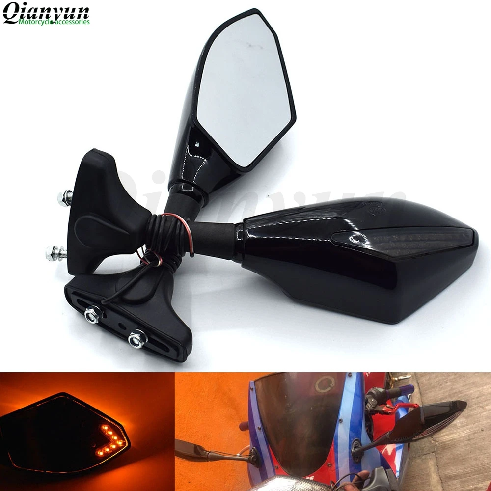 

Universal Motorcycle LED Steering Light Flash Rearview Mirror Side View Mirror for Kawasaki ZX6R 636 ZX10R Z750R Z1000 Z1000SX