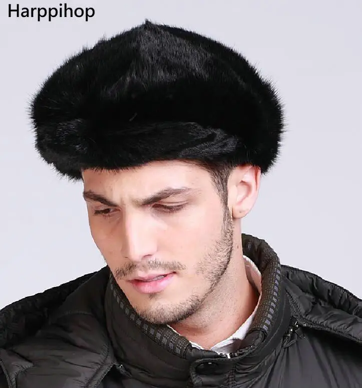 Harppihop, натуральный мех норки, меховая мужская шапка, теплая зимняя,, новинка