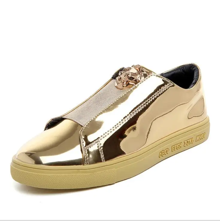 

2019 Men lion head loafer casual flats spring summer men oxfords lace up leisure all student patent leather shoes