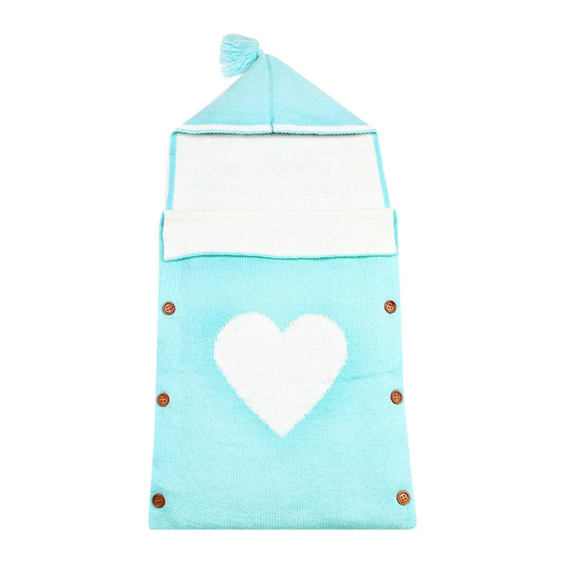 Хлопковый вязаный спальный мешок для новорожденных, детское разноцветное одеяло с шапочкой для маленьких девочек и мальчиков 0-12 месяцев