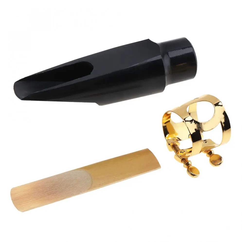 Professional Black Alto Sax Saxophone Mouthpiece Musical Instrument Accessories with Ligature and Cap durable soft leather sax ligature universal alto be sax mouthpiece clip saxophone ligatures with metal pad for alto saxophone