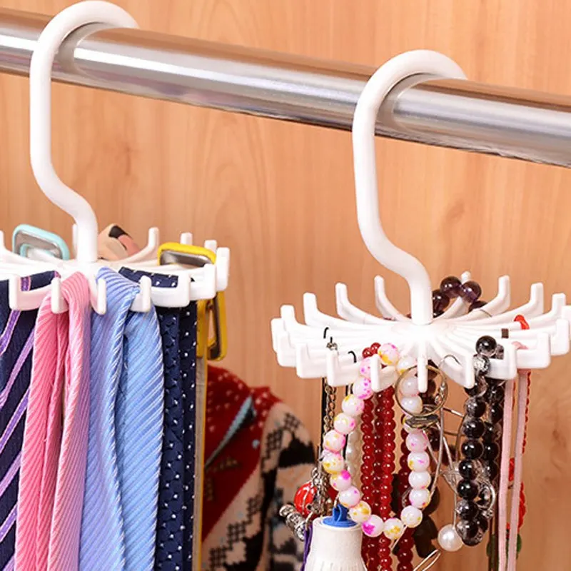 Креативная пластиковая вращающаяся вешалка для галстука, держатель для одежды, держатель для хранения ювелирных изделий, органайзер для галстука